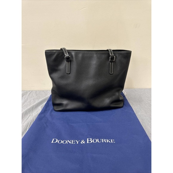 Dooney & Bourke Black on Black Pebble Leather Shopper Tote Bag Purse FS Charity - Picture 4 of 16